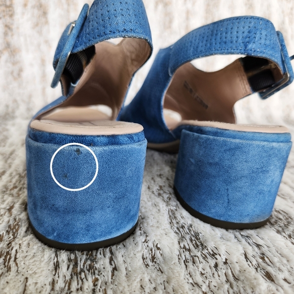 Ecco Danish Design "Shape 35" Block Slingback Sandal Blue Leather Women's Size 8 - Picture 7 of 14